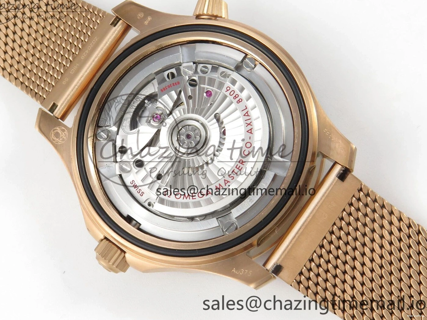0510 Stylish Seamaster 300M Diver Rose Gold VSF 1:1 Best Edition Black Dial on Mesh Bracelet A 7662